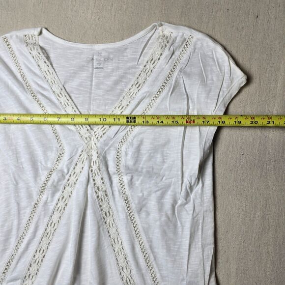 Caslon Sleeveless White Petite Blouse Lace‎ Knit Tee Top Size Small - Picture 5 of 8